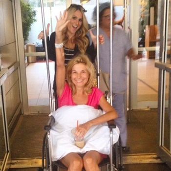 Diem is shown leaving the hospital on Friday.