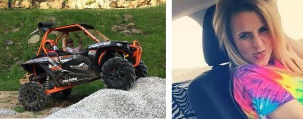 Jeremy in his RZR before the accident, and Leah on the day of her failed rehab attempt. 