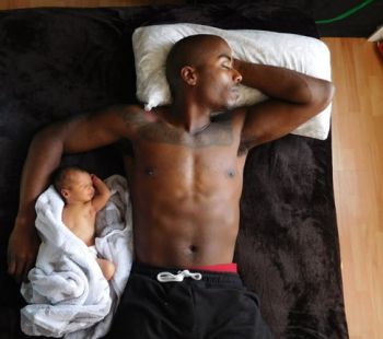 Vaughn and his newborn son Zaire...