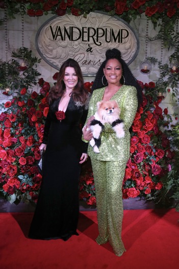 LAS VEGAS, NEVADA - APRIL 21: Television personalities Lisa Vanderpump (L) and Garcelle Beauvais and Puffy attend Vanderpump's grand opening of Vanderpump à Paris at Paris Las Vegas on April 21, 2022 in Las Vegas, Nevada. (Photo by Gabe Ginsberg/Getty Images)